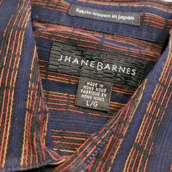 Jhane Barnes Multicolor Striped Shirt Size L Business Woven In Japan Collared - Picture 3 of 5